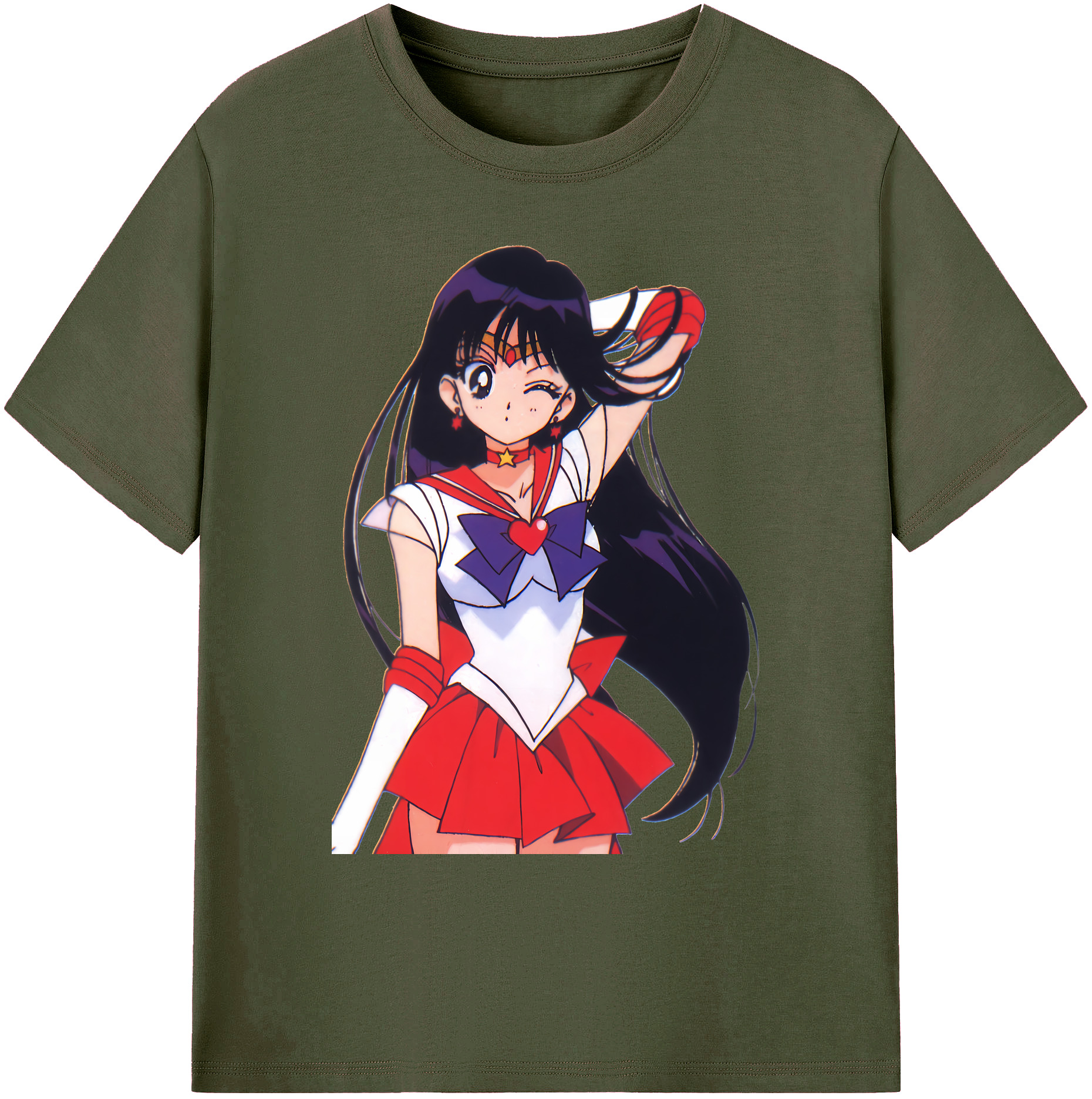 （画像用） 美少女戦士セーラームーン 火野レイ ひの レイ Sailor Moon Hino Rei （セーラーマーズ,Sailor Mars） 綿100％ メンズ半袖Tシャツ｜肌触りやわらか＆通気性